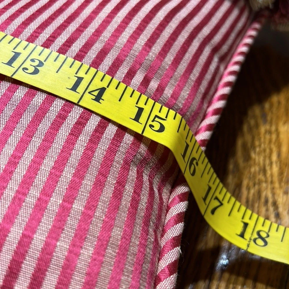 Damask fabric stripe pillow.  Custom made throw pillow.  Maroon & gold.